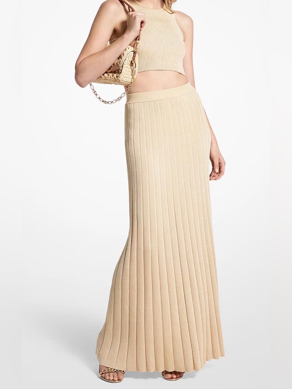 Michael Kors Metallic Ribbed Knit Skirt